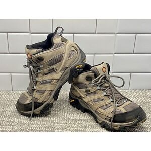 Merrell Women's Sz 9.5 Hiking Boots Ankle Support Vibram Soles Brown Leather S7‎
